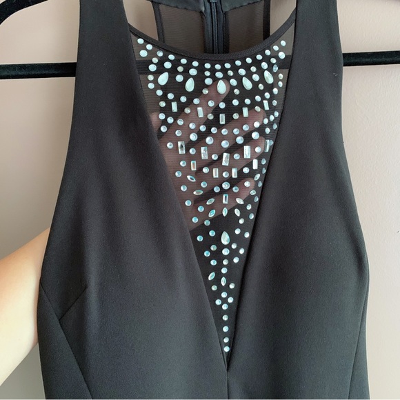 Laundry by Shelli Segal black halter style rhinestone pantsuit size 8 - Picture 2 of 8